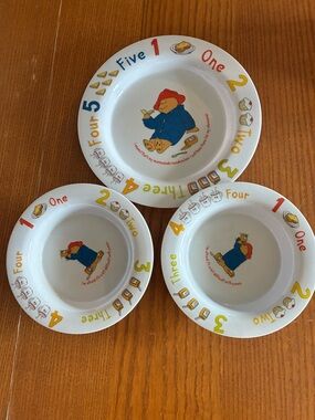 Paddington Bear Kids Bowl and Plate Set - White with Red & Blue Accents